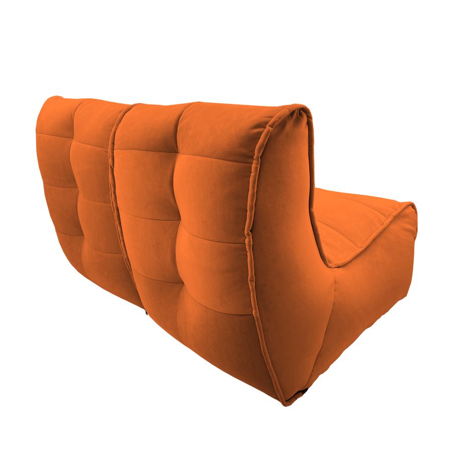 терракотовое двойной модульный диван Twin Couch велюровое для гостиной и переговорной — вид сбоку
