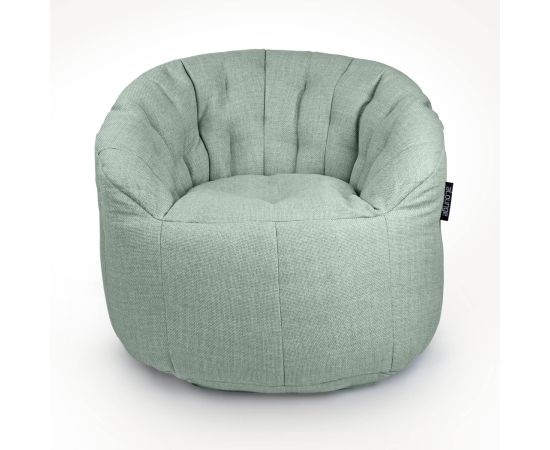 мятное полукруглое бескаркасное кресло Butterfly Sofa из рогожки — дизайн и качество