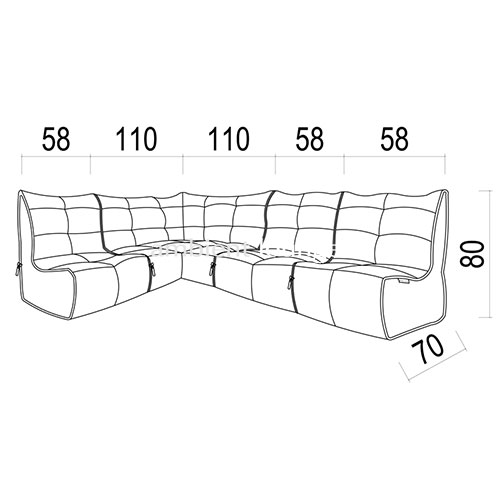 серое Г-образный модульный диван Mod4 L Sofa из Sofa Weave для гостиной и зала