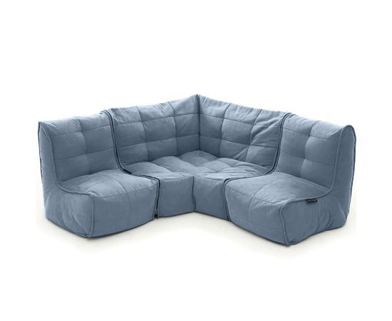 синее угловой модульный диван Mod3 Cozy Corner шенилловое для гостиной и кабинета — крупный план