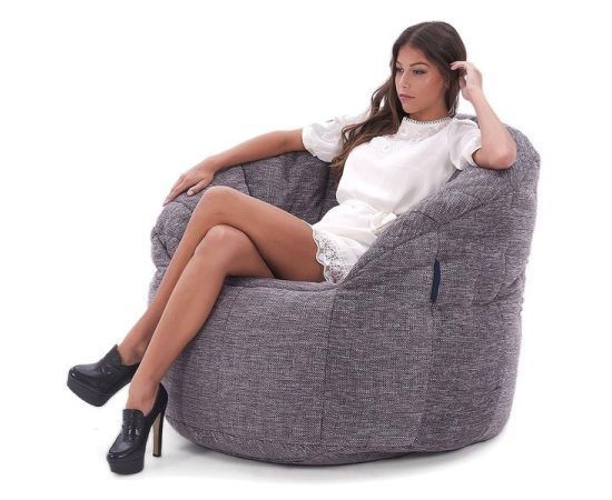 тёмно-серое полукруглое бескаркасное кресло Butterfly Sofa из Sofa Weave для гостиной, домашнего кинотеатра и офиса