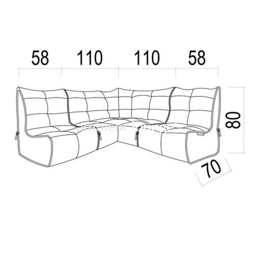 чёрное-графитовое угловой модульный диван Mod3 Cozy Corner из Sofa Weave для гостиной и кабинета