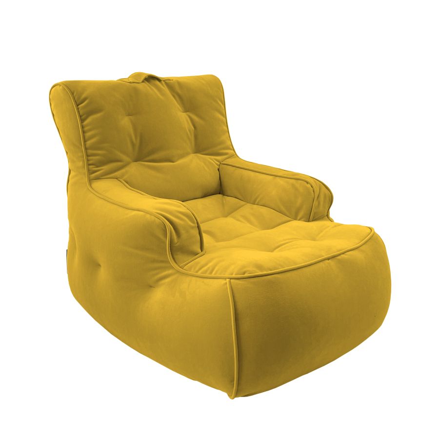 жёлтое уличное лаунж-кресло Tranquility Armchair велюровое для террасы, сада и веранды