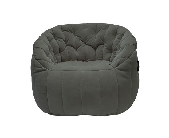 чёрное-графитовое полукруглое бескаркасное кресло Butterfly Sofa велюровое для гостиной, домашнего кинотеатра и офиса