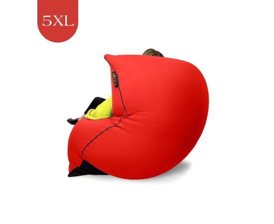 красное мягкое кресло-мешок SNUGG эластичное (спандекс) для детской, гостиной и игровой зоны — крупный план