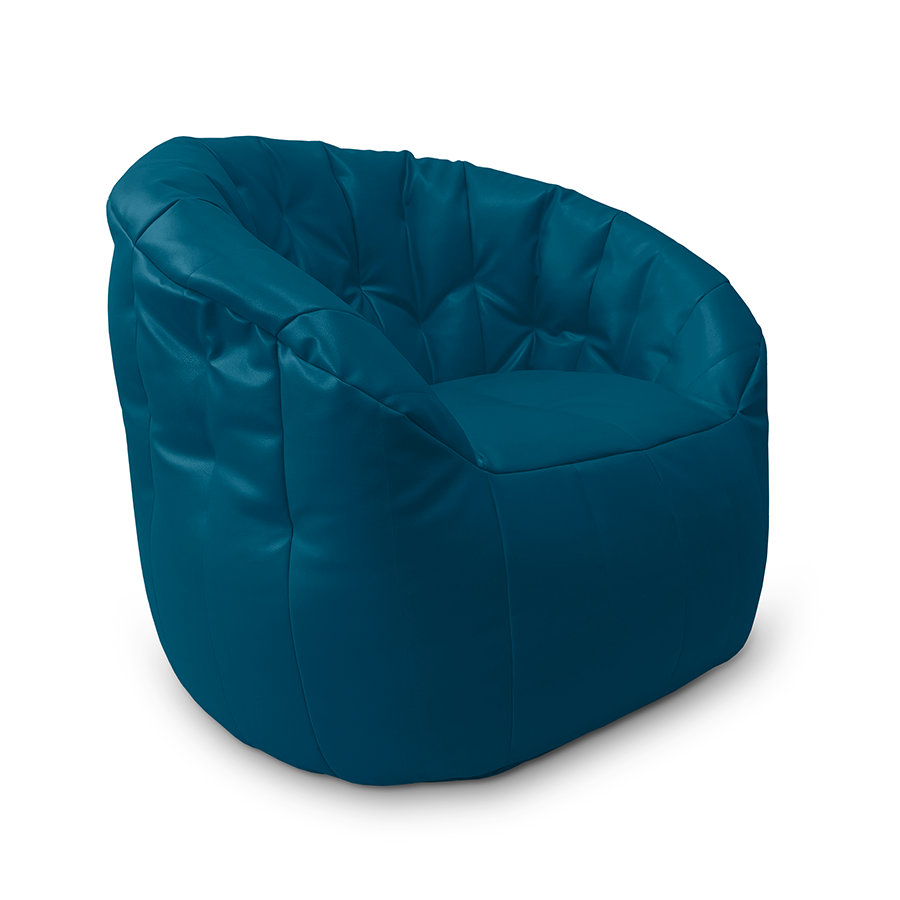 синее двойной бескаркасный диван Butterfly Twin Sofa велюровое для гостиной и домашнего кинотеатра — фото в интерьере