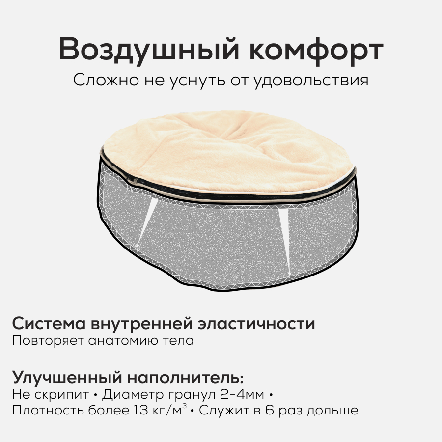 Лежак для собак Pet Lounge Medium - Cappuccino (Premium) — вид сбоку
