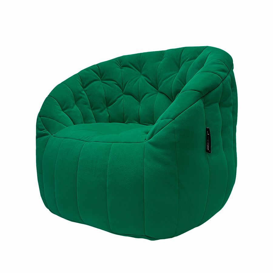 зелёное полукруглое бескаркасное кресло Butterfly Sofa велюровое для гостиной, домашнего кинотеатра и офиса