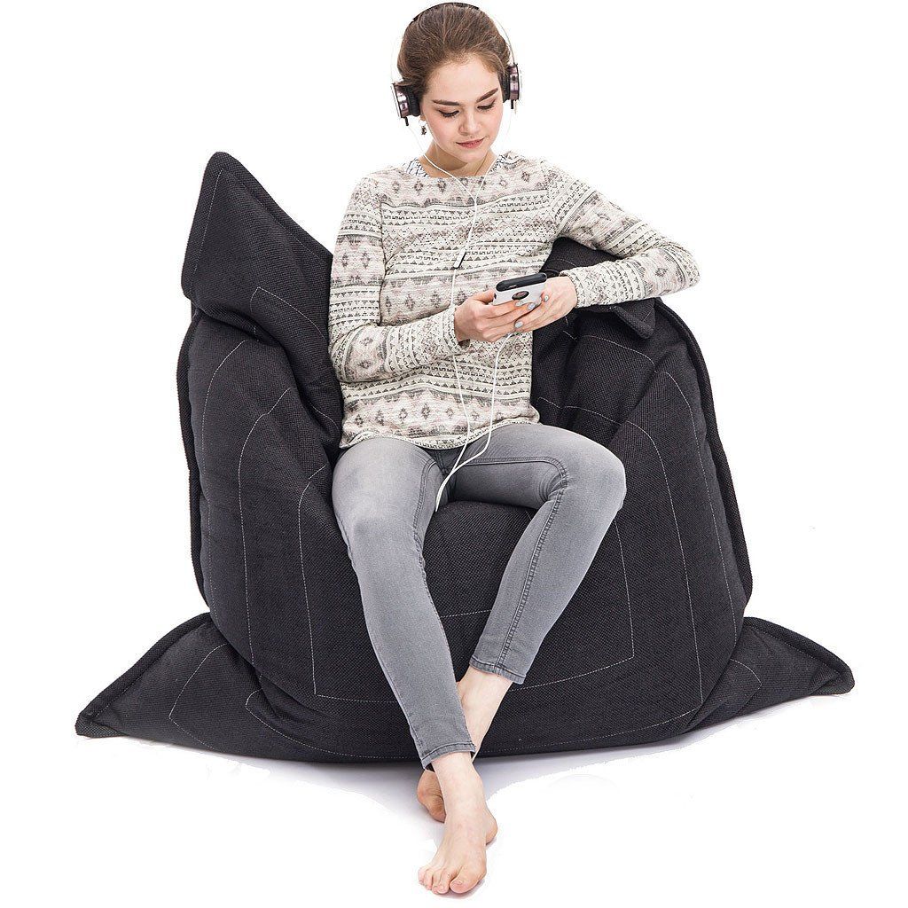 чёрное-графитовое уличный лаунж-шезлонг Zen Lounger из рогожки для террасы, бассейна и сада