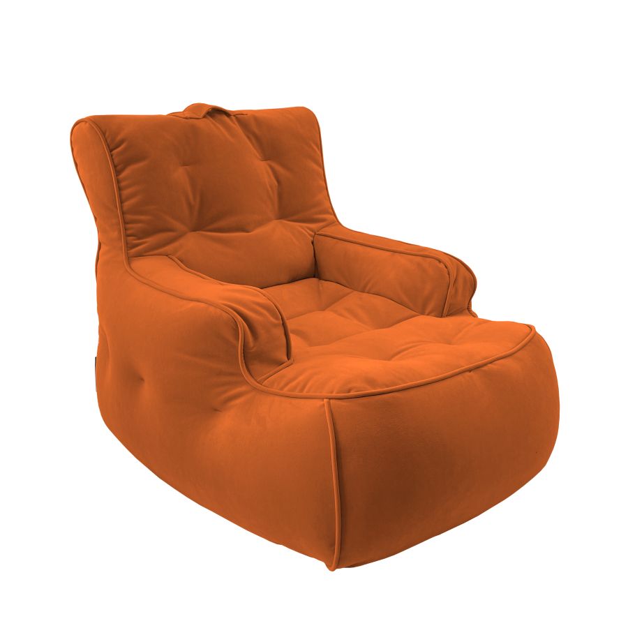 терракотовое уличное лаунж-кресло Tranquility Armchair велюровое для террасы, сада и веранды