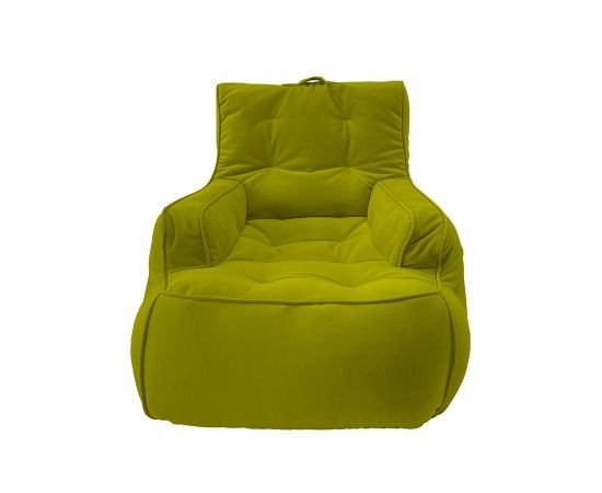 зелёное уличное лаунж-кресло Tranquility Armchair велюровое в интерьере терраса