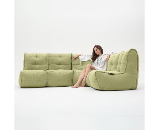 зелёное Г-образный модульный диван Mod4 L Sofa шенилловое в интерьере гостиная