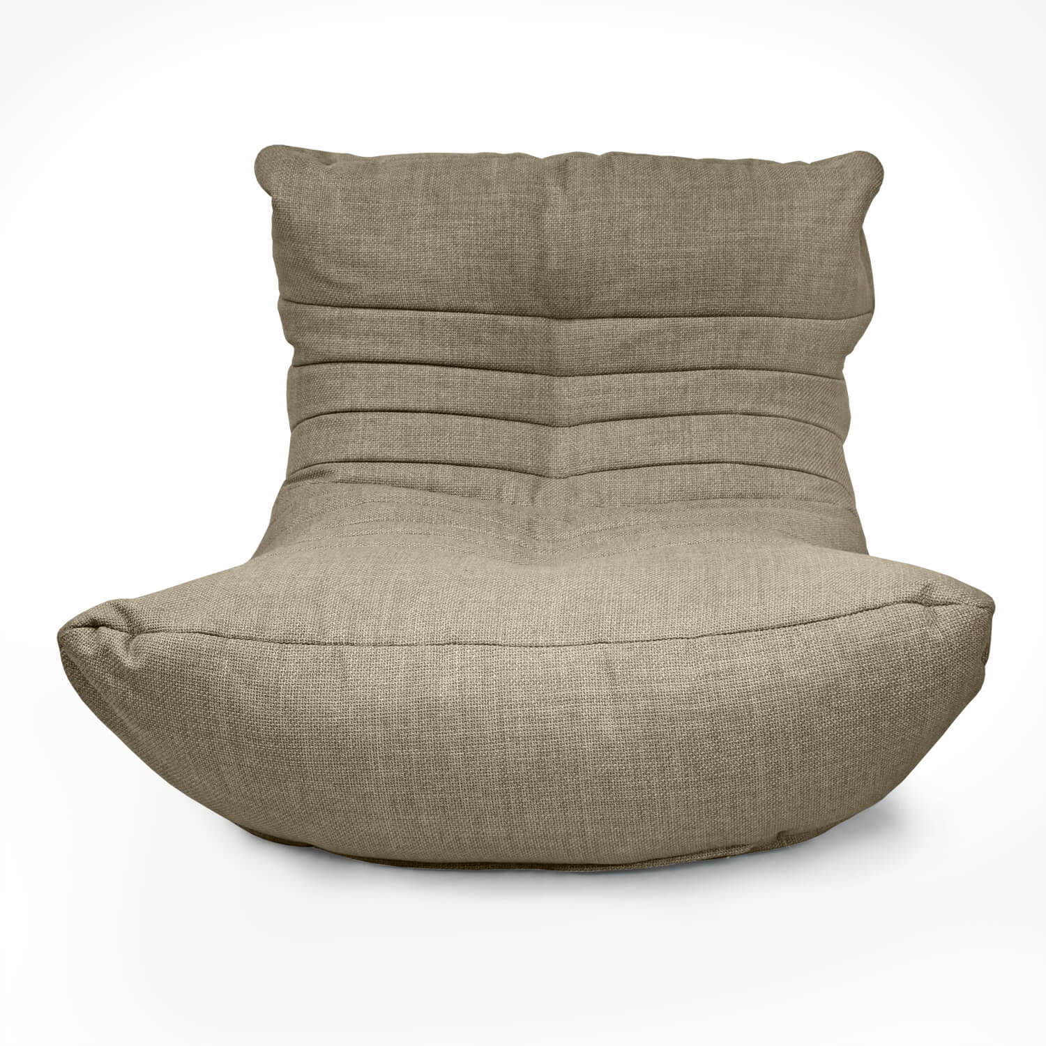 натуральное акустический бескаркасный диван Acoustic Sofa из рогожки для домашнего кинотеатра, офиса и студии — фото в интерьере