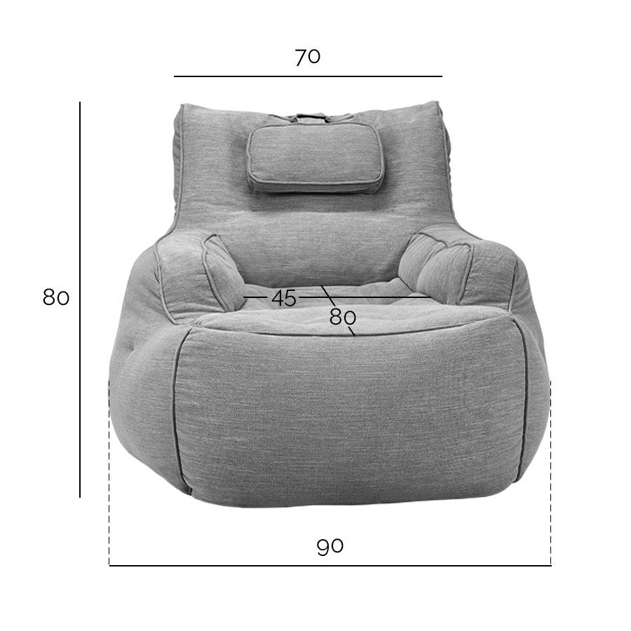 чёрное-графитовое уличное лаунж-кресло Tranquility Armchair шенилловое для террасы, сада и веранды — крупный план