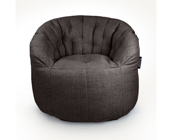 чёрное-графитовое полукруглое бескаркасное кресло Butterfly Sofa из рогожки — дизайн и качество