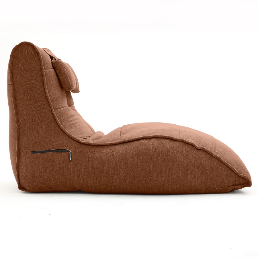 терракотовое бескаркасный лаунж-диван Avatar Sofa шенилловое для гостиной, кабинета и лаунж-зоны — вид сбоку