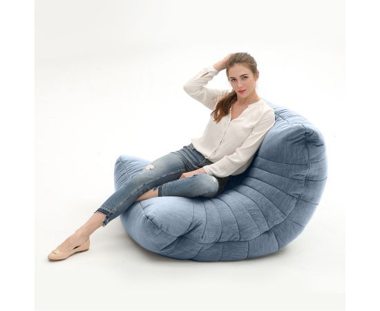 синее акустическое кресло-мешок Acoustic Lounge шенилловое для офиса, переговорной и студии