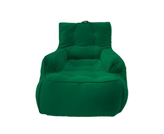 зелёное уличное лаунж-кресло Tranquility Armchair велюровое в интерьере терраса