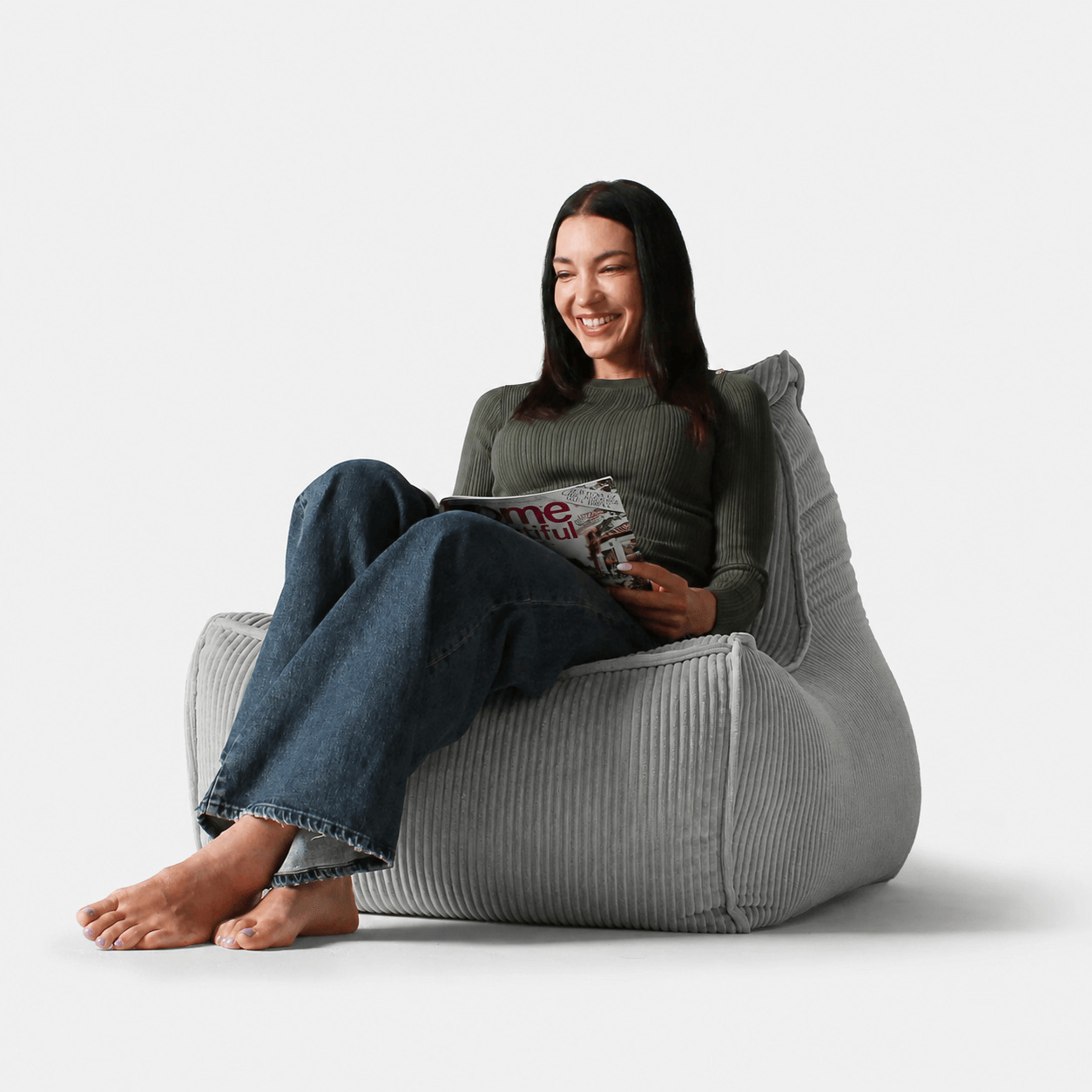 Бескаркасное кресло Tivoli Lounger в вельвете Luscious Grey — тёмно-серый цвет, Ambient Lounge