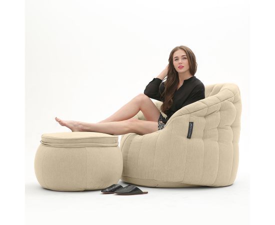 натуральное кресло-шезлонг бескаркасное Butterfly Chaise шенилловое для гостиной, спальни и лаунж-зоны