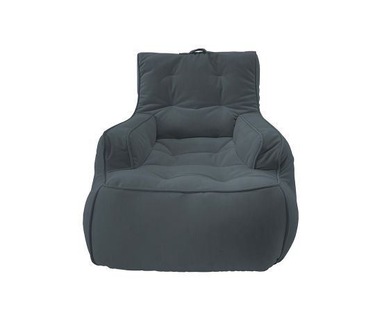 тёмно-серое уличное лаунж-кресло Tranquility Armchair велюровое в интерьере терраса