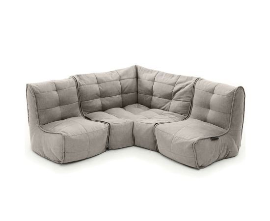 серое угловой модульный диван Mod3 Cozy Corner шенилловое для гостиной и кабинета — крупный план