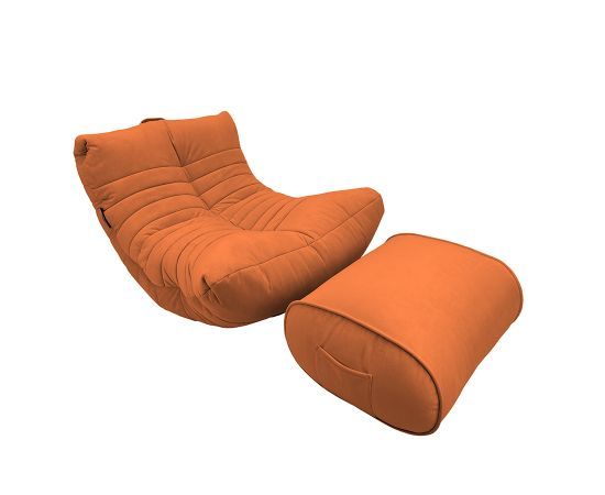 терракотовое акустическое кресло-мешок Acoustic Lounge велюровое для офиса, переговорной и студии — крупный план