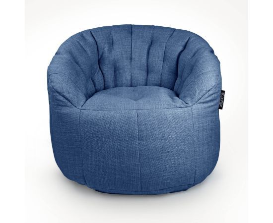 синее полукруглое бескаркасное кресло Butterfly Sofa из рогожки для гостиной, домашнего кинотеатра и офиса