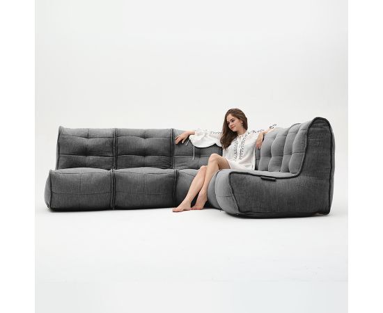 чёрное-графитовое Г-образный модульный диван Mod4 L Sofa шенилловое для гостиной и зала