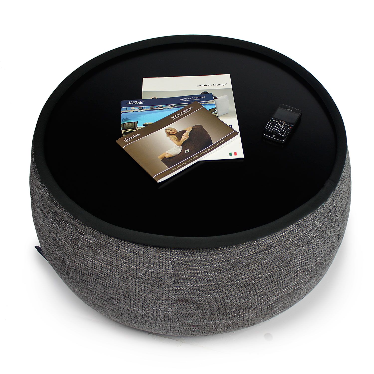 тёмно-серое складной столик Versa Table из Sofa Weave в интерьере гостиная
