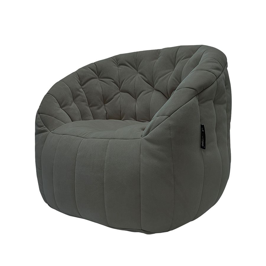 чёрное-графитовое полукруглое бескаркасное кресло Butterfly Sofa велюровое для гостиной, домашнего кинотеатра и офиса
