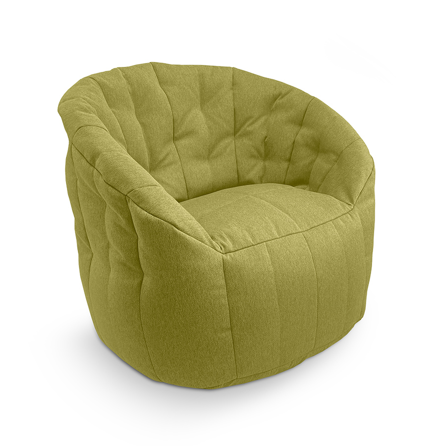 зелёное полукруглое бескаркасное кресло Butterfly Sofa жаккардовое для гостиной, домашнего кинотеатра и офиса — вид сбоку