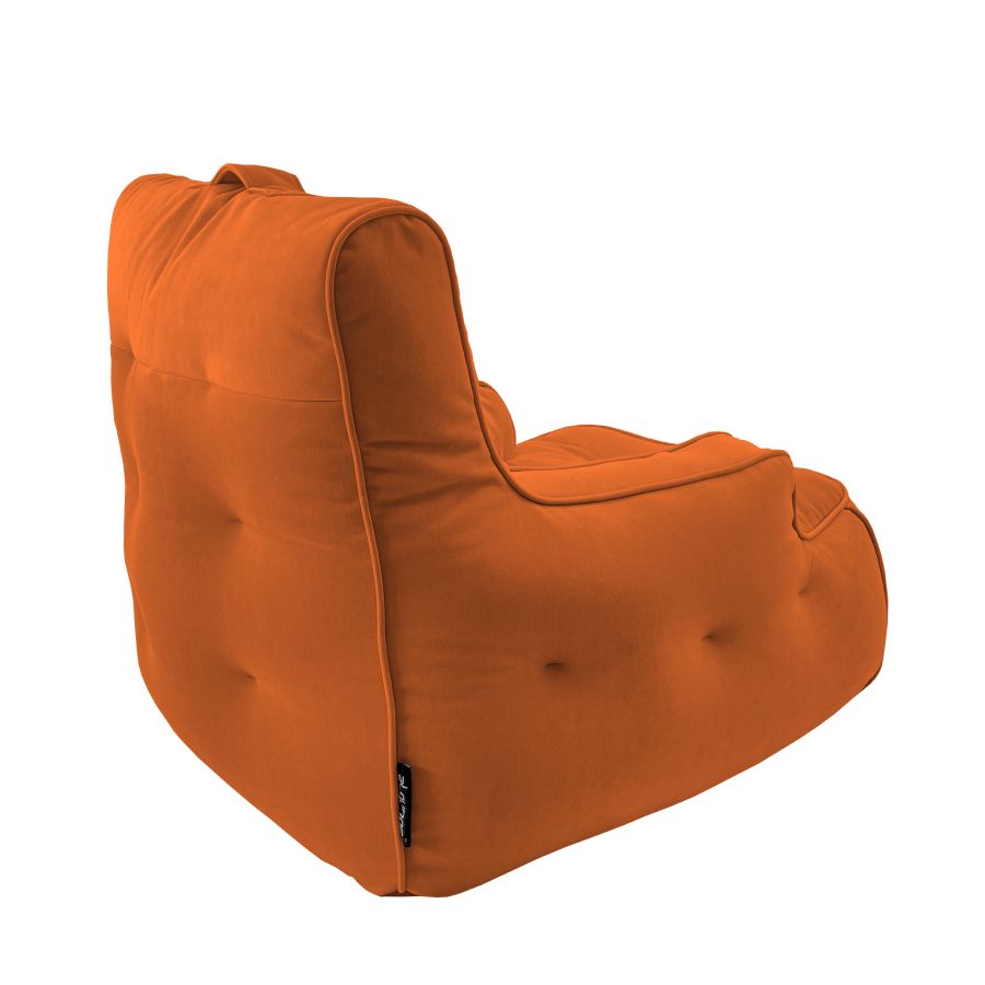 терракотовое уличное лаунж-кресло Tranquility Armchair велюровое для террасы, сада и веранды — вид сбоку