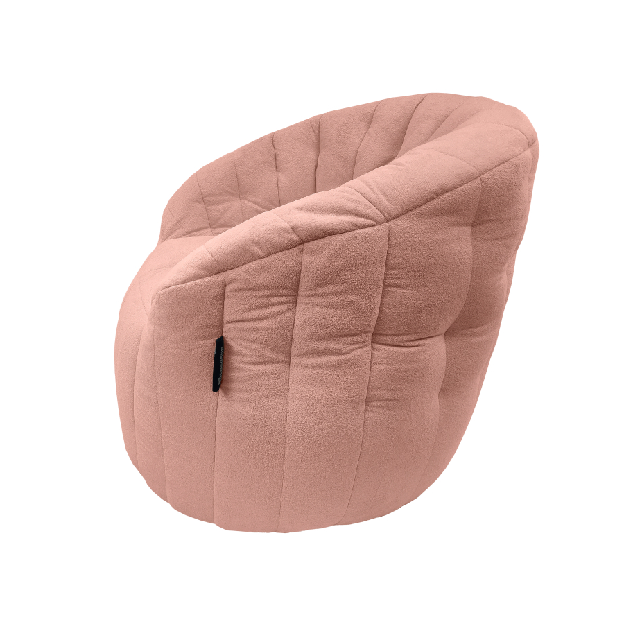 розовое полукруглое бескаркасное кресло Butterfly Sofa микровелюровое для гостиной, домашнего кинотеатра и офиса — крупный план