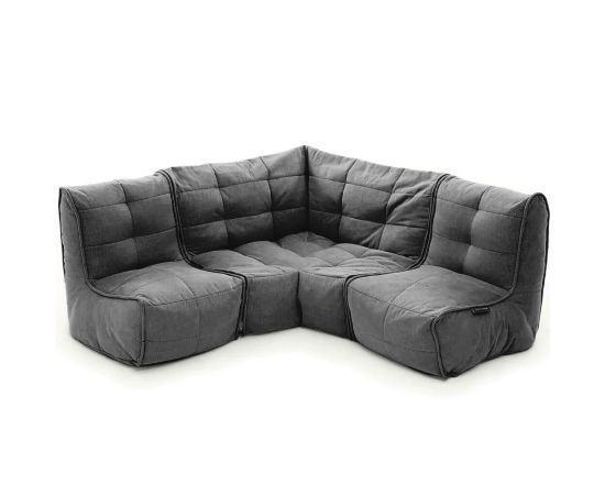 чёрное-графитовое угловой модульный диван Mod3 Cozy Corner шенилловое для гостиной и кабинета