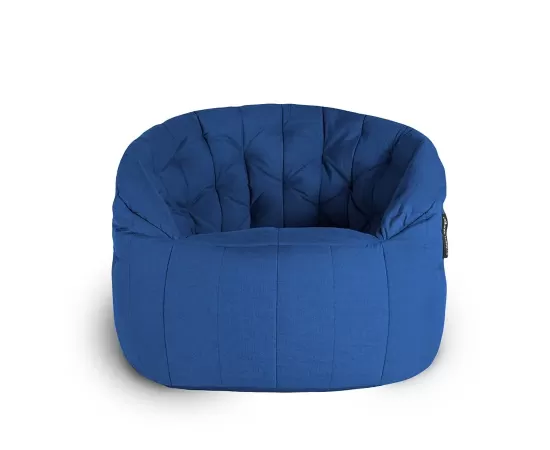 тёмно-синее полукруглое бескаркасное кресло Butterfly Sofa уличное (Oxford) в интерьере гостиная