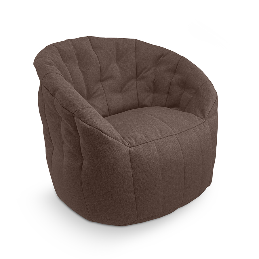 шоколадное полукруглое бескаркасное кресло Butterfly Sofa жаккардовое для гостиной, домашнего кинотеатра и офиса — вид сбоку