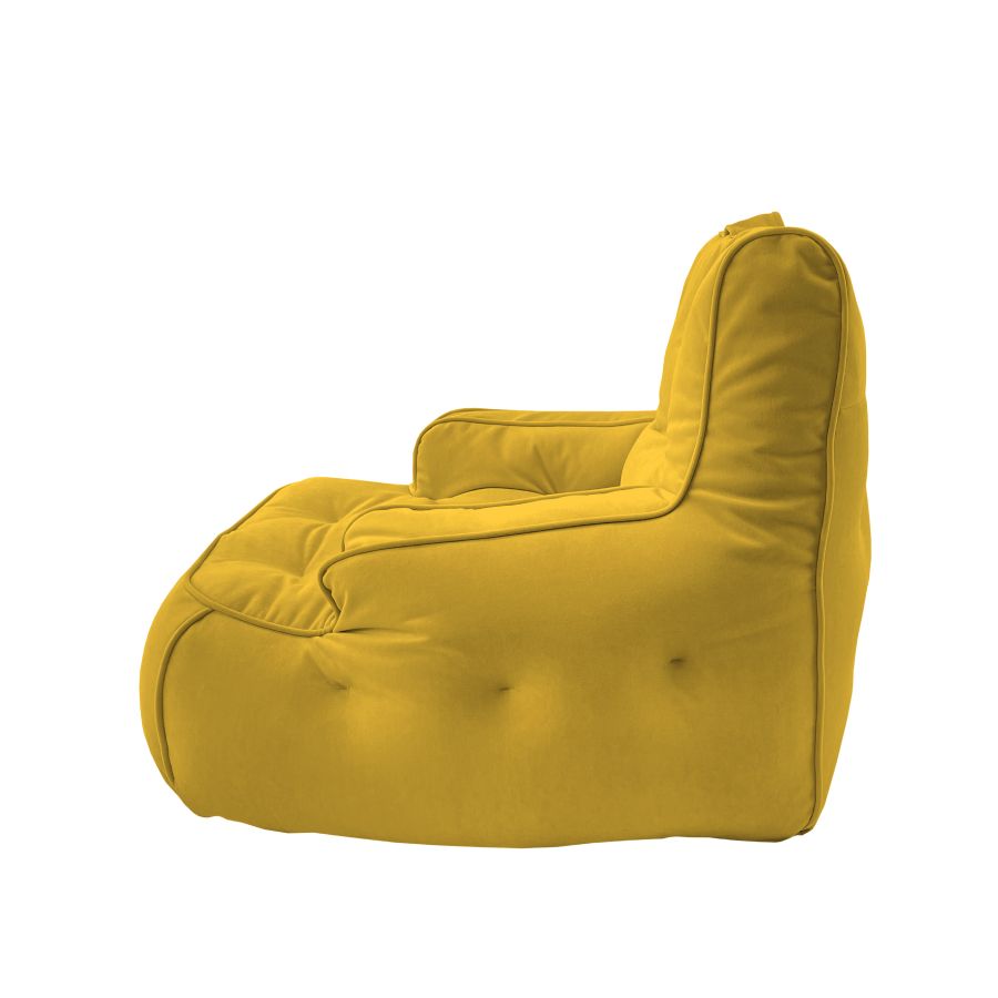 жёлтое уличное лаунж-кресло Tranquility Armchair велюровое для террасы, сада и веранды