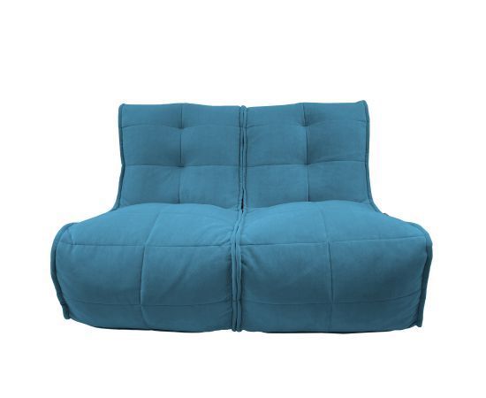 синее двойной модульный диван Twin Couch велюровое для гостиной и переговорной