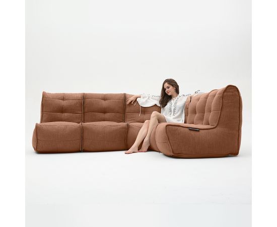 терракотовое Г-образный модульный диван Mod4 L Sofa шенилловое в интерьере гостиная