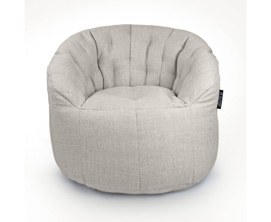 светло-серое полукруглое бескаркасное кресло Butterfly Sofa из рогожки — дизайн и качество