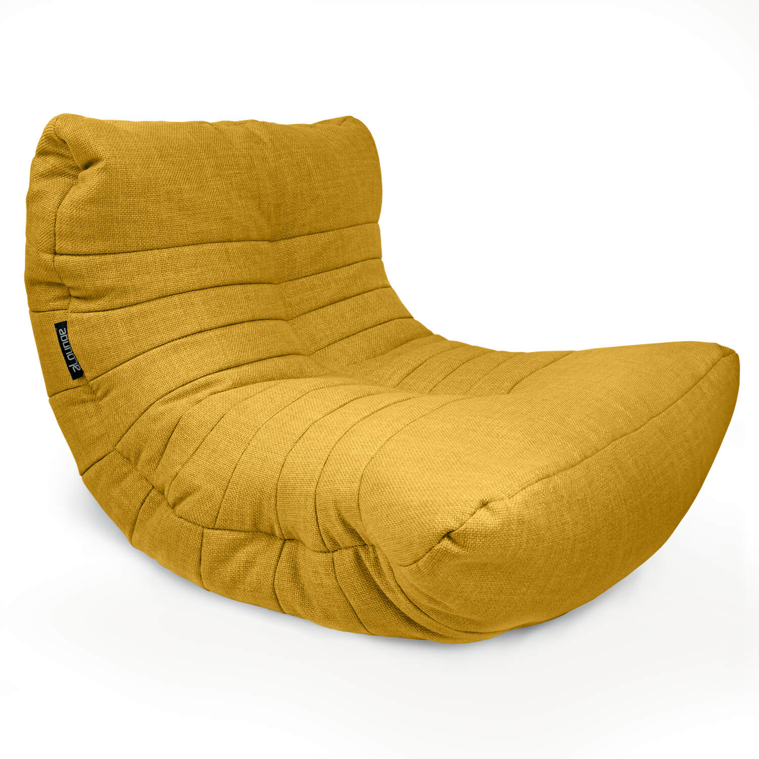 жёлтое акустический бескаркасный диван Acoustic Sofa из рогожки для домашнего кинотеатра, офиса и студии — фото в интерьере