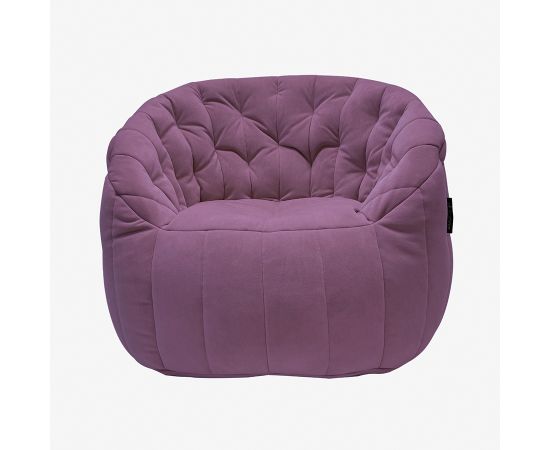 розовое полукруглое бескаркасное кресло Butterfly Sofa велюровое для гостиной, домашнего кинотеатра и офиса — крупный план