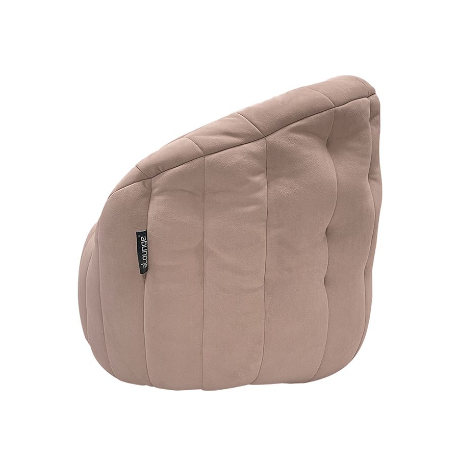 пудровое полукруглое бескаркасное кресло Butterfly Sofa велюровое для гостиной, домашнего кинотеатра и офиса — фото в интерьере