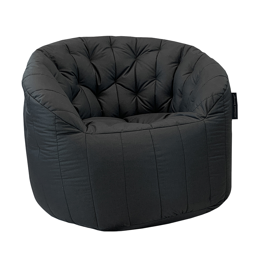 чёрное полукруглое бескаркасное кресло Butterfly Sofa уличное (Oxford) для гостиной, домашнего кинотеатра и офиса