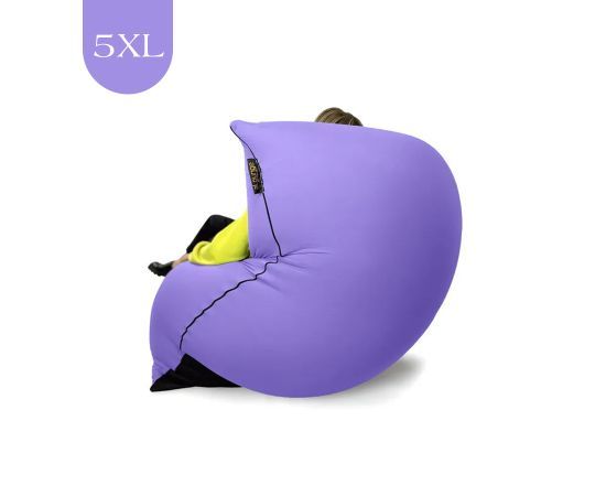 лавандовое мягкое кресло-мешок SNUGG эластичное (спандекс) для детской, гостиной и игровой зоны — крупный план