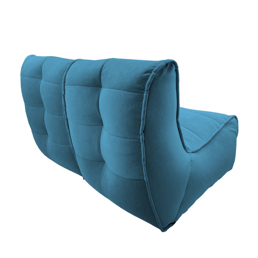 синее двойной модульный диван Twin Couch под замшу для гостиной и переговорной — вид сбоку
