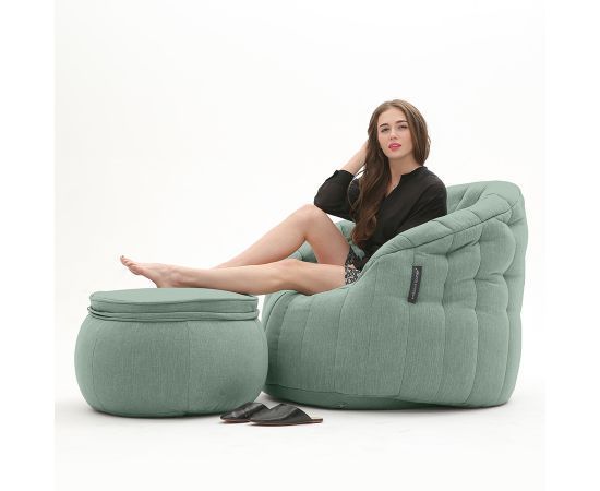 мятное кресло-шезлонг бескаркасное Butterfly Chaise шенилловое для гостиной, спальни и лаунж-зоны
