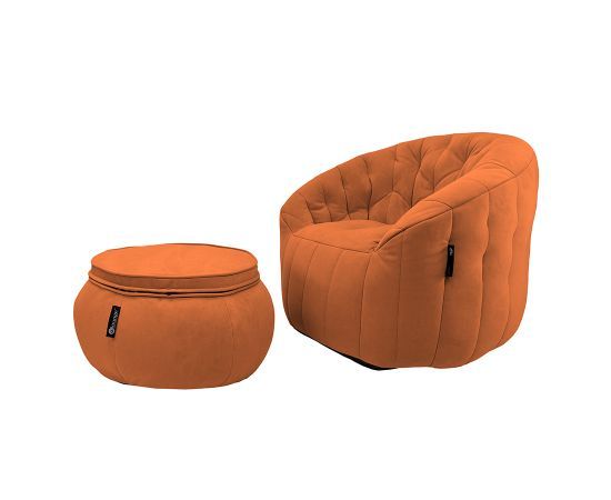 терракотовое кресло-шезлонг бескаркасное Butterfly Chaise велюровое для гостиной, спальни и лаунж-зоны