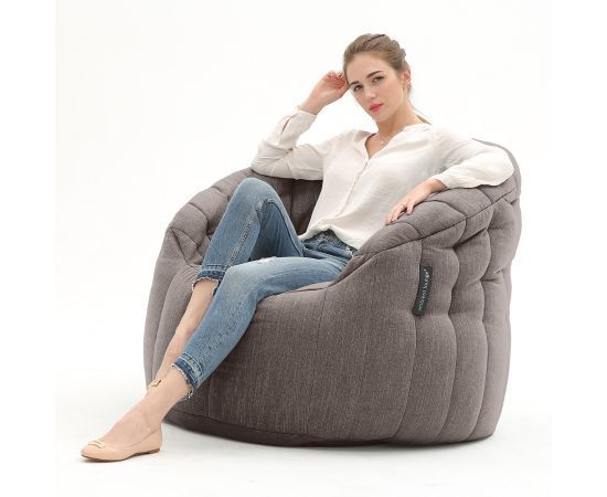 шоколадное полукруглое бескаркасное кресло Butterfly Sofa шенилловое для гостиной, домашнего кинотеатра и офиса